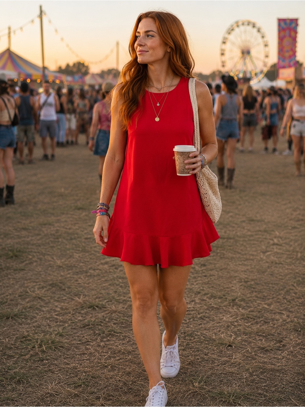 Chelsea28 Coral Sleeveless Ruffle-Hem Mini Dress.